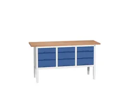 werkbank,HxBxD 830-930x1750x600mm,multiplexblad,uitrusting: 6lades