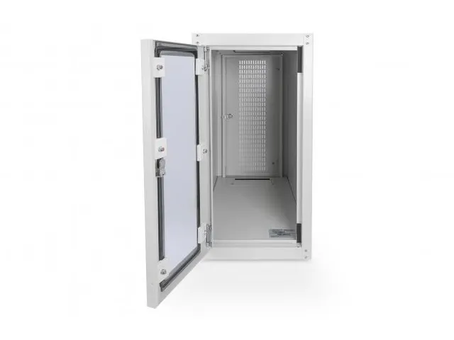 Computerbehuizing met wielen en glazen deur Grijs