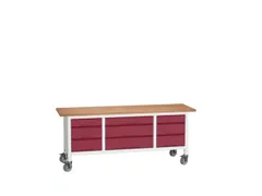 werkbank HxBxD 830x2000x600mm multiplexblad 9laden RAL7035