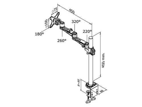 Monitorarm FPMA-D935 1 Scherm 10-30 Inch met Klem Zilvergrijs