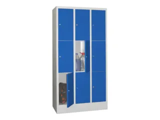 lockerkast,HxBxD 1850x900x500mm,3x3vakken,RAL7035,front RAL5010 - 2