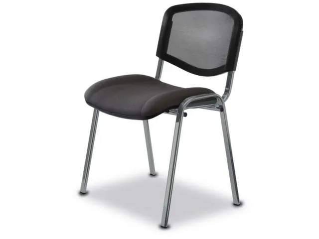 Bezoekersstoel Ovale Buis Aluminium Zitting Donkergrijs Stof Netrug Zw