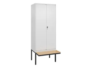 PBM-locker met bank,HxBxD 2120x800x815mm,2vak,vak B 400mm,draaigrendel - 1