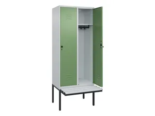 locker met bank,HxBxD 2120x800x815mm,2vak,vak B 400mm,draaigrendel - 2