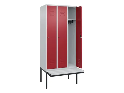 locker met bank,HxBxD 2120x900x815mm,3vak,vak B 300mm,cil.-slot