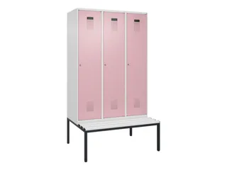 locker met bank,voor scheiding van kleding,HxBxD 2120x1200x815mm,3vak - 2