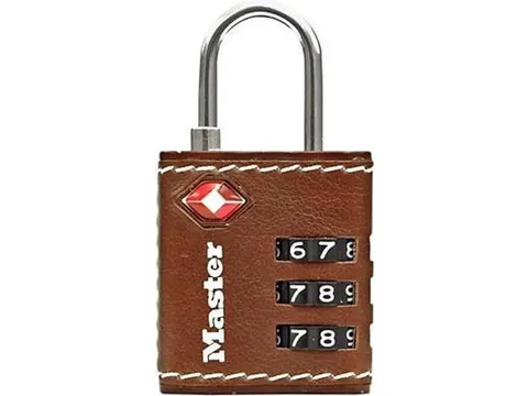 Hangslot Masterlock 3-cijfer combinatie 30mm TSA Bruin leer