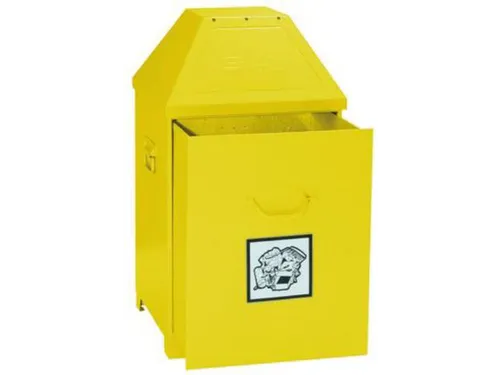 Afvalverzamelaar Zelfblussend 80 Liter 870x450x450mm 2 Openingen Geel