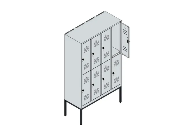 dubbeldekse locker,HxBxD 2120x1200x500mm,4x2vak.,vak B 300mm,cil.-slot