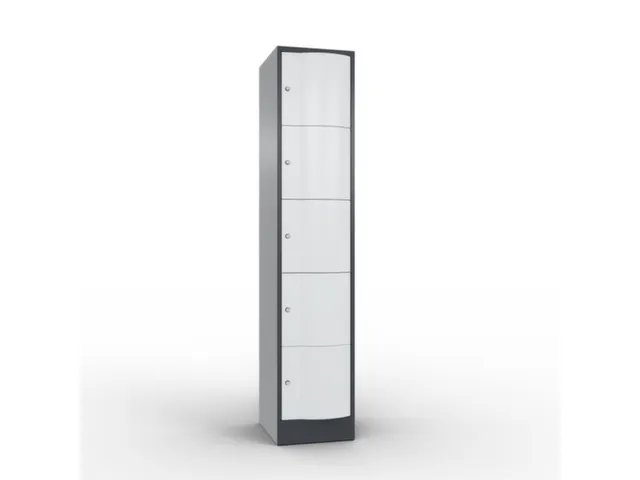 lockerkast 1950x396x540mm 1x5 vakken RAL7021 front RAL7035 sokkel