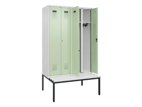 locker met bank,voor scheiding van kleding,HxBxD 2120x1200x815mm,4vak