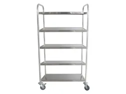 RVS serveerwagen,draagverm. 250kg,5etage(s),m. kunststof matten