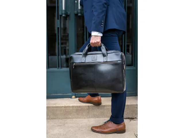 Computertas-dubbel E xactive zwart leder