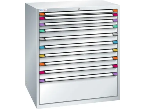 ladekast,HxBxD 1200x1005x695mm,10lade(n),RAL7035,front RAL7035