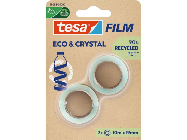 Tesa Eco+Crystal Plakfolie Transparant 19mmX10M 2 Stuks