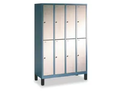 Dubbeldekse lockerkast,HxBxD 1850x420x500mm,romp RAL7021,front RAL3003