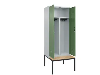 PBM-locker met bank,HxBxD 2120x800x815mm,2vak,vak B 400mm,cil.-slot - 2