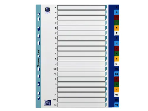Tabbladen Oxford A4+ 11-gaats 20-delig A-Z PP kleur
