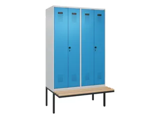 PBM-locker met bank,HxBxD 2120x1200x815mm,4vak,vak B 300mm - 2