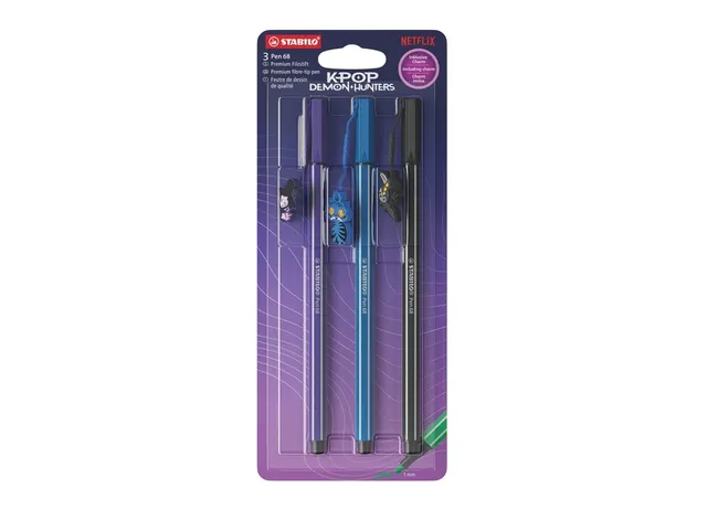 STABILO Pen 68 KPop Demon Hunters Viltstiften met Charms V2 3 Stuks