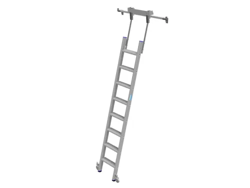 verrijdbare stellingladder,balk L 2,2m,v. H tot 2,37m,8,treden