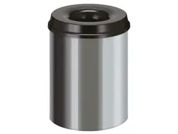 Vlamdovende Papierbak 15 Liter RVS Zwart