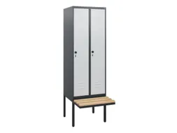locker met bank,HxBxD 1950x600x815mm,2vak,vak B 300mm,draaigrendel