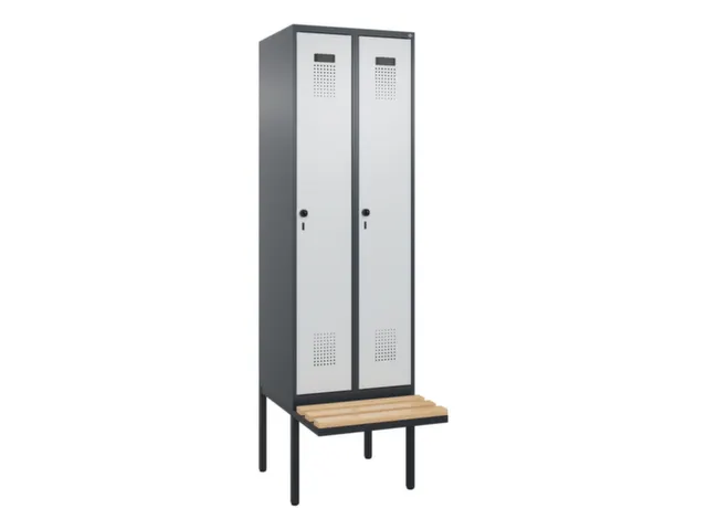 locker met bank,voor scheiding van kleding,HxBxD 2120x600x815mm,2vak