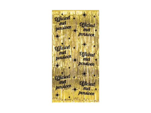Feestgordijn Classy Party Curtain 'Pensioen' Goud-Zwart 100x200cm