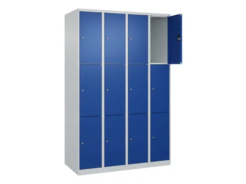lockerkast,HxBxD 1850x1200x500mm,4x3vakken,vak B 300mm,cil.-slot