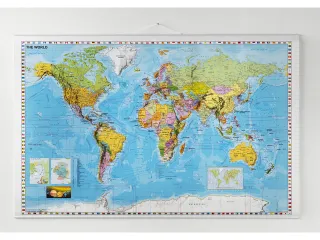 Wereldkaart Naga 89x137cm met ophangkoord - 1