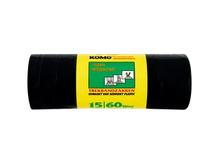 Vuilniszak Komo 60 Liter Met Trekband 15 Per Rol Grijs - 6