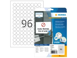 HERMA 4386 Verwijderbare etiketten A4 Rond 20mm Wit 2400 stuks