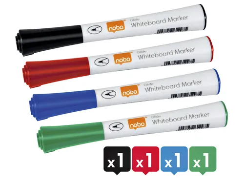 Viltstift Nobo Whiteboard Glide Rond Assorti 1mm Blister à 4st