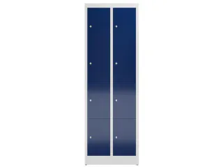 Lockerkast 1800x590x500mm 2x4 vakken cilinderslot, sokkel, RAL5010 - 2