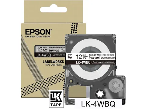C53S654024 Epson Label Cartridge Iron on LK-4WBQ Black/White 12mm