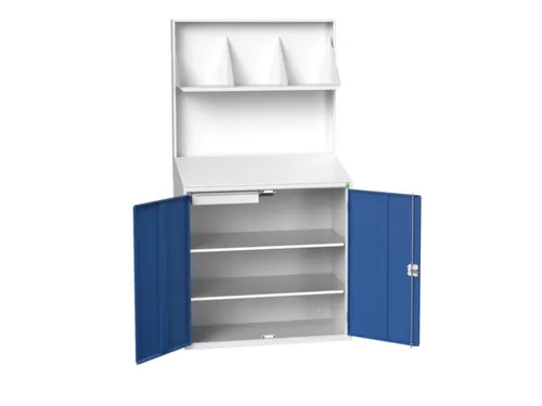 lessenaarkast achterwand 2000x1050x550mm 2 legbord/1lade/plank RAL5010