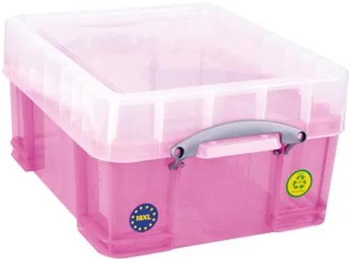 opbergdoos 18 liter XL transparant roze