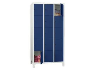 lockerkast,HxBxD 1850x900x500mm,3x5vakken,RAL7035,front RAL5010 - 2