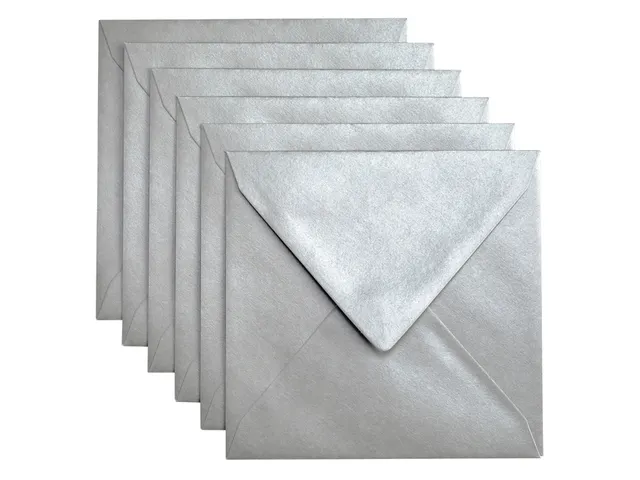 Envelop Papicolor 140x140mm Zilver Gegomd pak à 6 stuks
