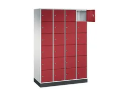 lockerkast,RAL 7035/RAL 3003,HxBxD 1950x1220x500mm,4x6vakken,cil.-slot