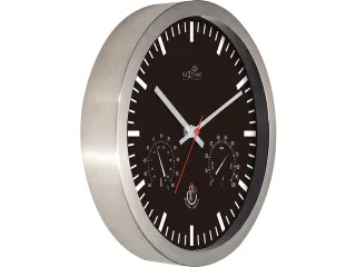 Wandklok Nextime dia 25cm zwart Radio controlled aluminium streep - 2