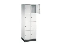 lockerkast,RAL 7035,HxBxD 1950x620x500mm,2x4vakken,cil.-slot,sokkel