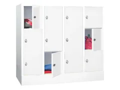 lockerkast,HxBxD 1187x1200x500mm,4x3vakken,RAL7035,front RAL5012