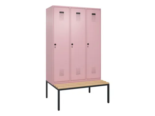 locker met bank,voor scheiding van kleding,HxBxD 2120x1200x815mm,3vak