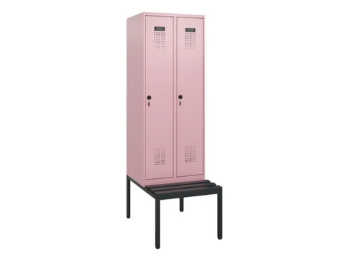 locker met bank,HxBxD 1950x600x815mm,2vak,vak B 300mm,draaigrendel
