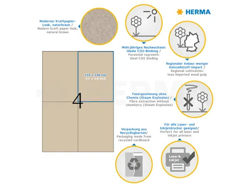 HERMA 10756 Silphie-papier Etiketten A4 105x148mm bruin 80 stuks