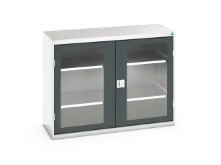 vitrinekast 1000x1300x550mm 2xStalen bodem romp RAL7035 front RAL7016 - 1