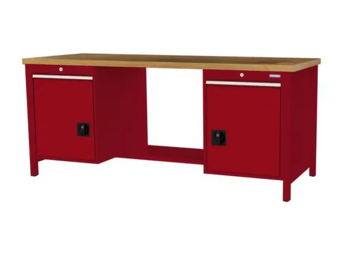 werkbank,HxBxD 860x2000x750mm,onderstel RAL3003,fronten RAL3003