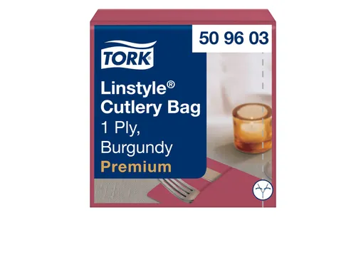 Bestekpochette Tork LinStyle 1-laags 60st duurzaam rood 509603